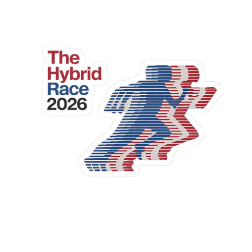 Kiss-Cut Sticker — "The Hybrid Race 2026" Red & Blue Running Design